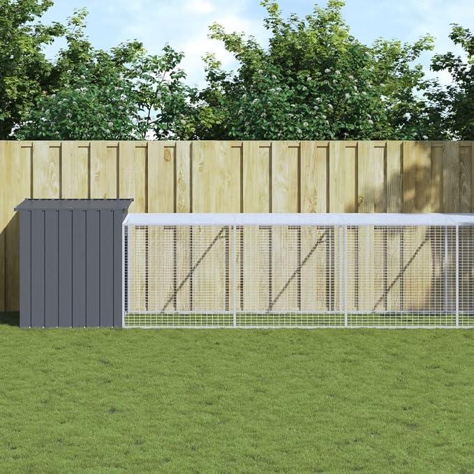 Hühnerstall mit auslauf Hühnerstall Freilaufgehege Hühnerhaus Hühnerstall XXL Voliere groß Voliere hühner hühnerhaus Stahl Verzinkt-Anthrazit-110 x 813 x 110 cm