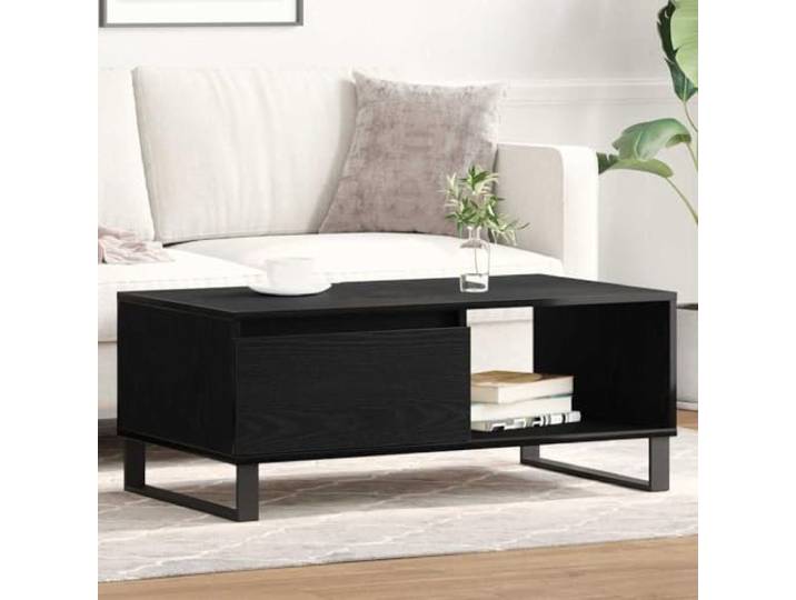 WXGTBKPR Couchtisch Schwarz Eichen-Optik 90 x 50 x 36,5 cm Holzwerkstoff Wohnzimmertisch mit Schublade