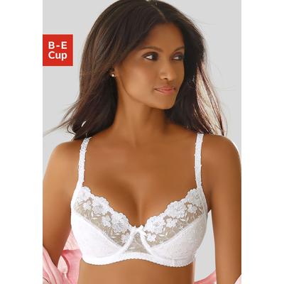 Bügel-BH NUANCE BY LASCANA "BH mit Bügel, Spitzen-BH, als Dessous-Set kombinierbar", Damen, Gr. 75, Cup E, weiß, Spitze, Obermaterial: 80% Polyamid, 10% Elasthan, 10% Viskose, BHs Bügel-BH, mit schöner Stickerei Spitze, Dessous, große Größen