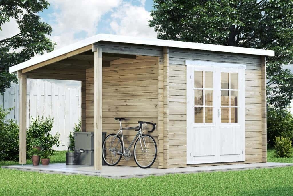 Alpholz Gartenhaus Maria 450x272cm mit Schleppdach Naturbelassen 28mm