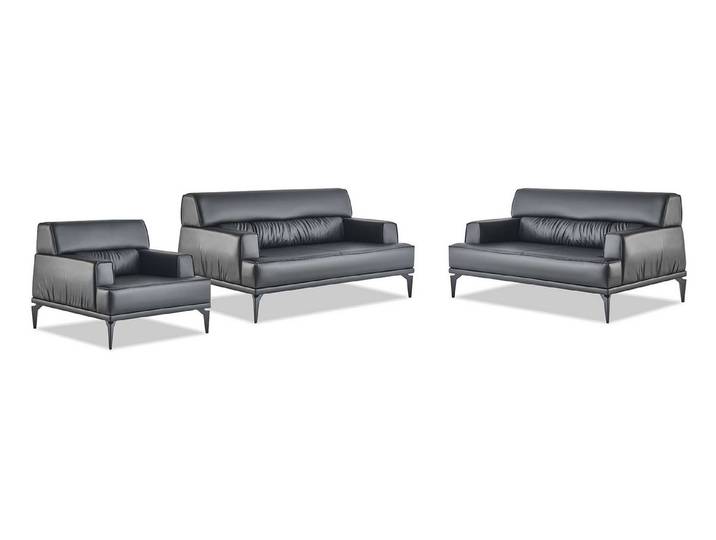 Xlmoebel Polstergarnitur Moderner 2-Sitzer Sofa-Set mit Sessel in Schwarz aus Leder, (Sofa-Set, 3-tlg., 2-Sitzer Sofa-Set mit Sessel), Made in Europa