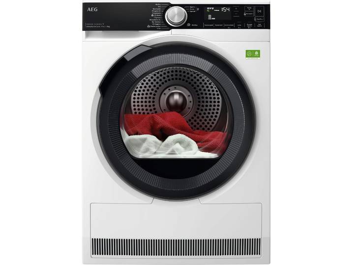 AEG Wärmepumpentrockner TR9XW80890 , Energieeffizienz: A, weiß, B:59,6cm H:85cm T:63,6cm, Trockner, Dreifach A-Klasse: leise, effizient & trocken ohne Raumfeuchtigkeit, Wärmepumpentrockner