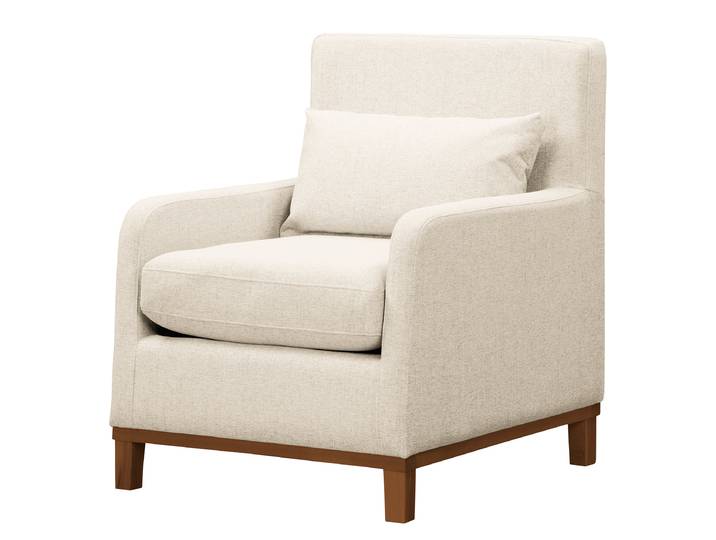 Sessel Beige Flachgewebe Nea Walnuss 70 x 84 x 88cm
