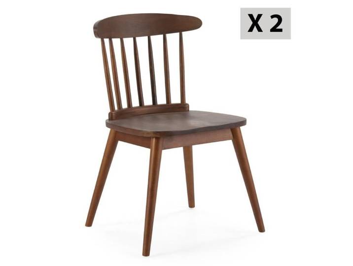 Pack 2 chaises Ben en bois couleur noyer