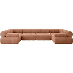 WOHNLANDSCHAFT modulares Sofa Birno-U2 - 380x190x70 cm Apricot Velours