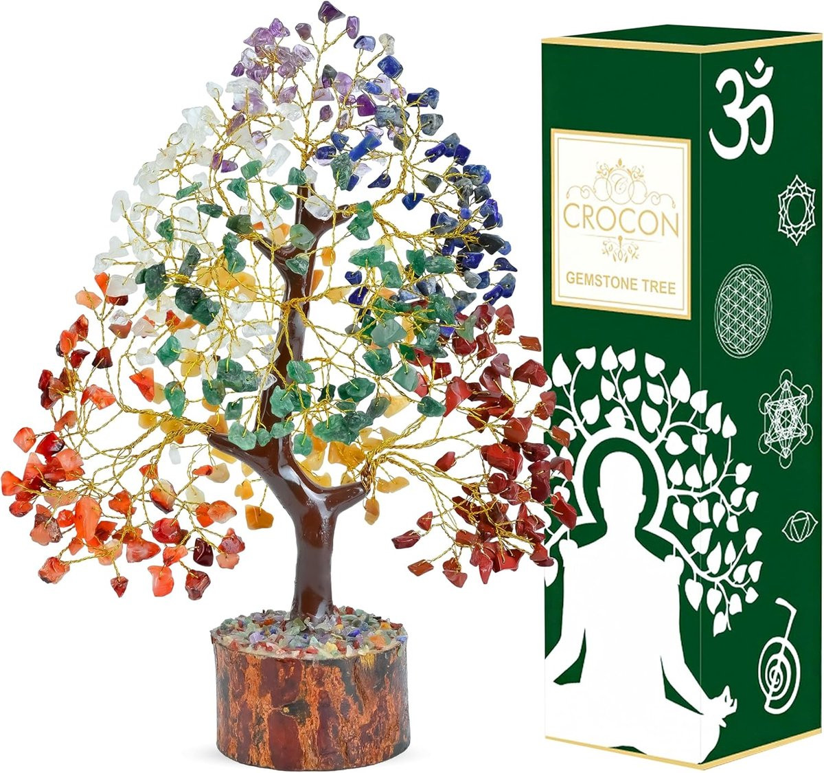 Crocon Seven Chakra Gemstone Tree Bonsai - Natuurlijke Kristallen Feng Shui Decoratie voor op tafel