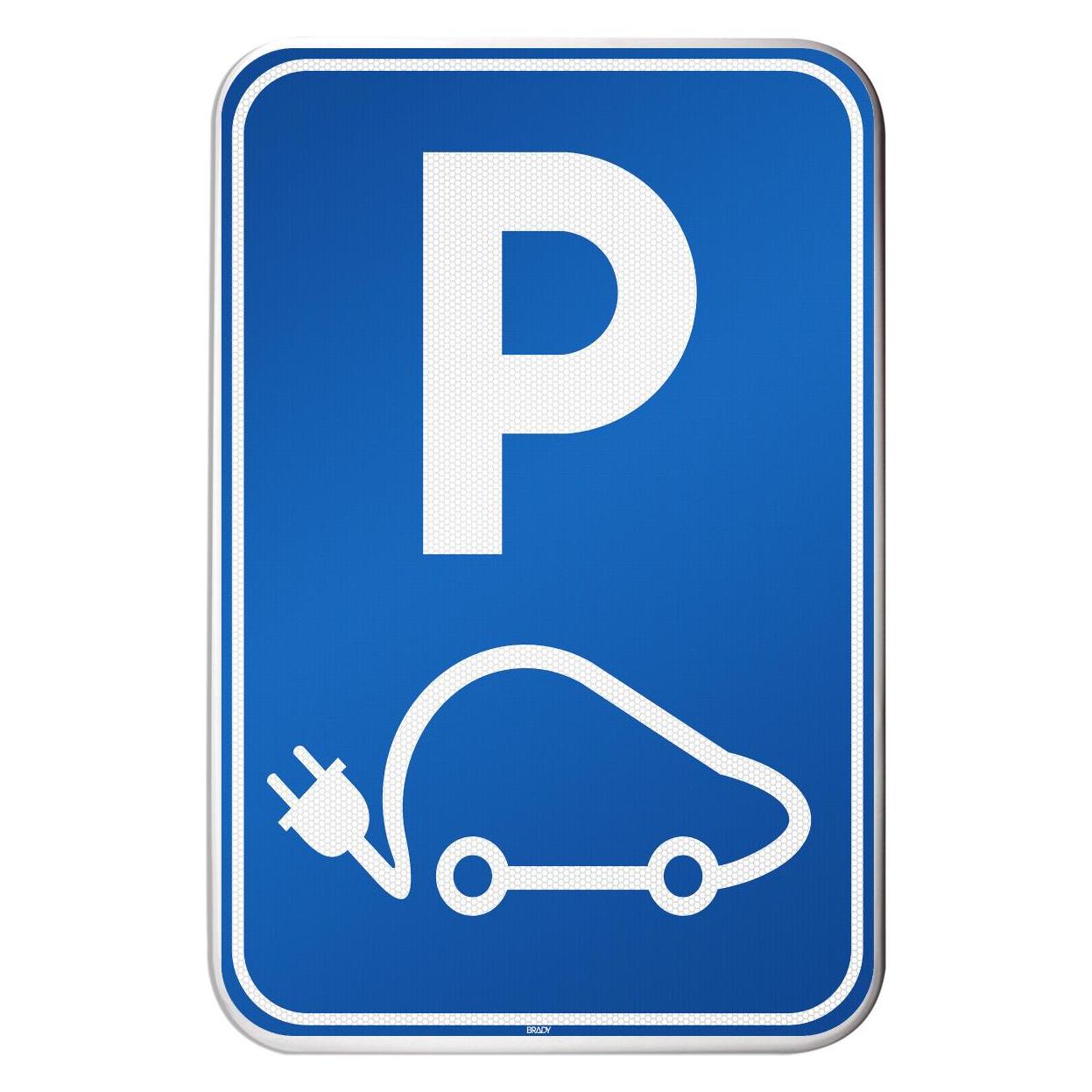 Brady Parkschild für Elektrofahrzeuge - Parkplatz für das Aufladen Ihres Elektroautos reserviert (I/EVP3/RFLB-400X600-1)