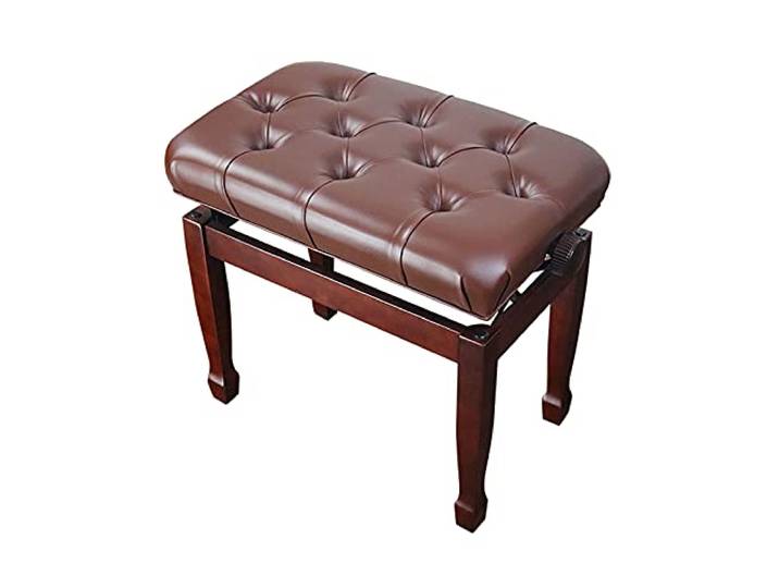 iumLeap Leder-Klavierbank, weiches Echtleder, verstellbare Klavierbank, mit massiver Hartholzkonstruktion, 55 x 34 x 47-57 cm, Braun (Braun)