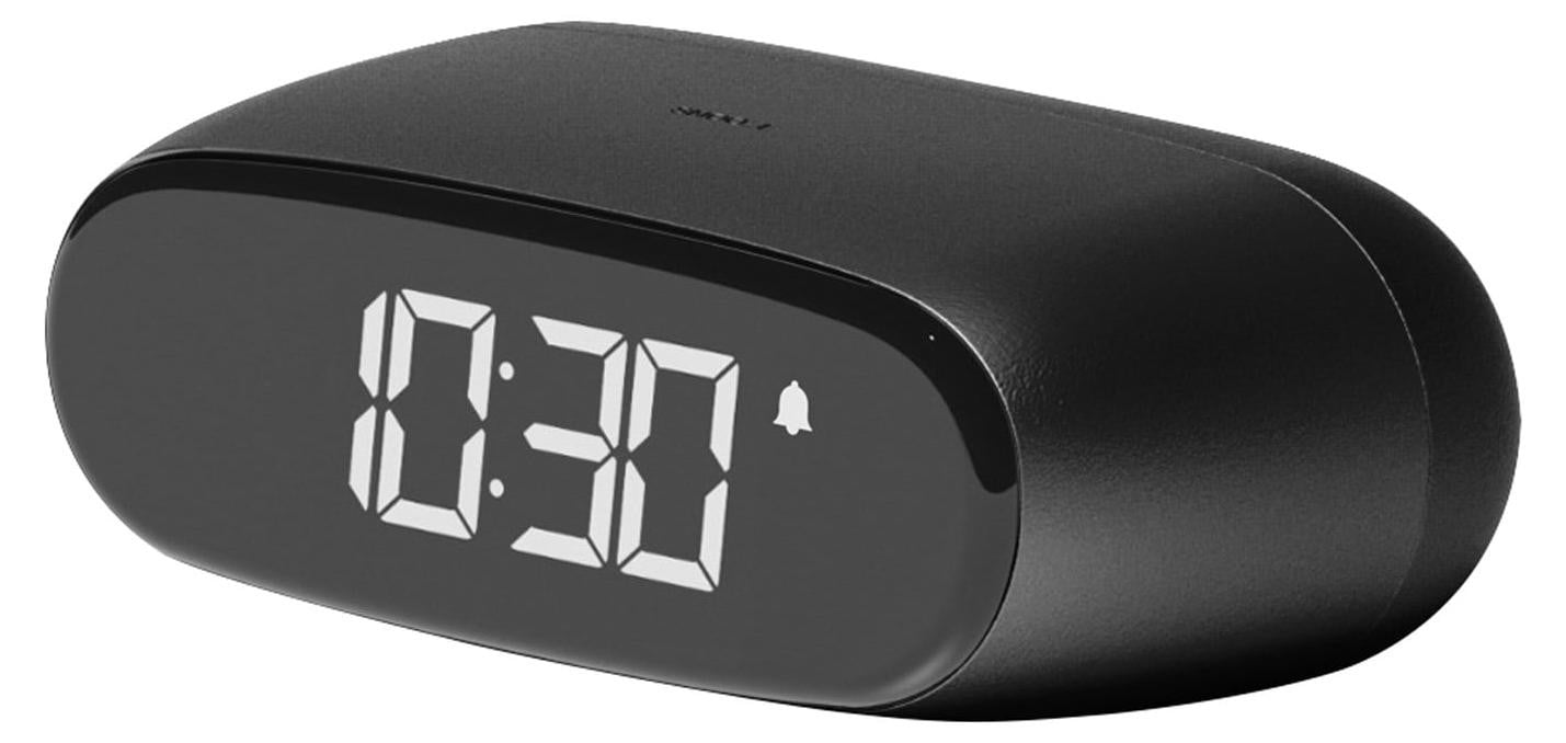 Lexon Minut digitale wekker, ovaal, zwart, met LCD-display