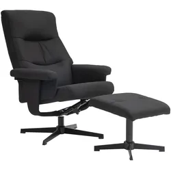 RELAXSESSEL mit Hocker, Gepolstert Fernsehsessel mit Liegefunktion, Schwarz