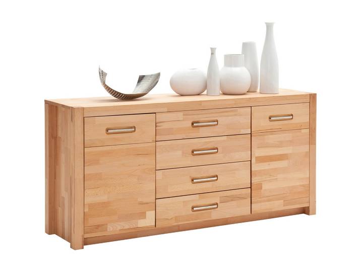 Mid.you Sideboard, Buchefarben, Holz, Kernbuche, massiv,massiv,massiv, 2 Fächer, 4 Schublade(n) Schubladen, 163x78x40 cm, Beimöbel erhältlich, Kleinmöbel, Kommoden, Sideboards