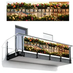 BALKON-SICHTSCHUTZ Blumen - Zaun - Stadtbild - Sommer Windschutz 300x95 cm