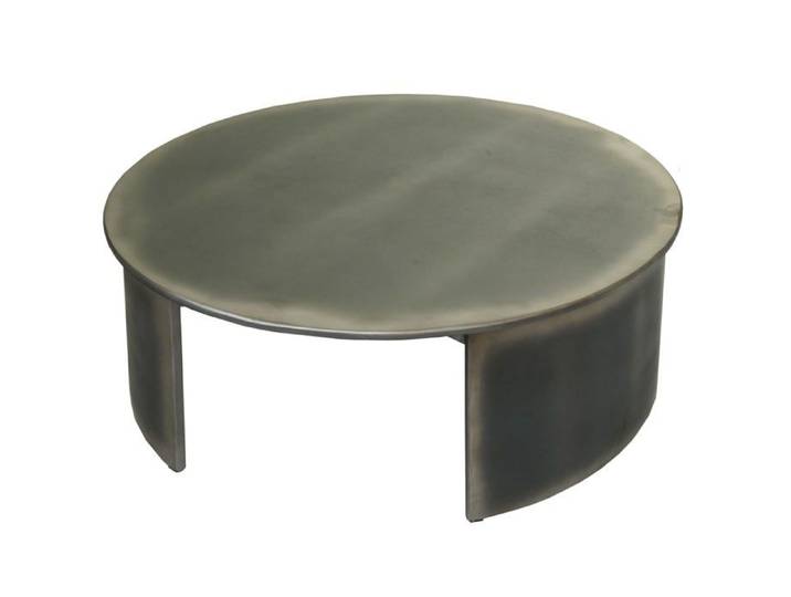 Table basse table d appoint design industriel ronde diametre 80 cm en bois aspect metal brosse 04_0008441