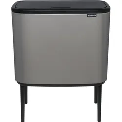 Brabantia Mülleimer Bo Touch Bin Mineral Concrete Grey, 3 x 11 L, Abfalleimer, Grau