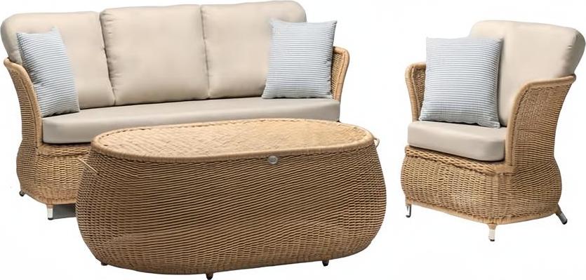 Robuste Sofa 3-Sitzer Garten Rattan Garnitur Edler Couchtisch Gartenmöbel Sessel