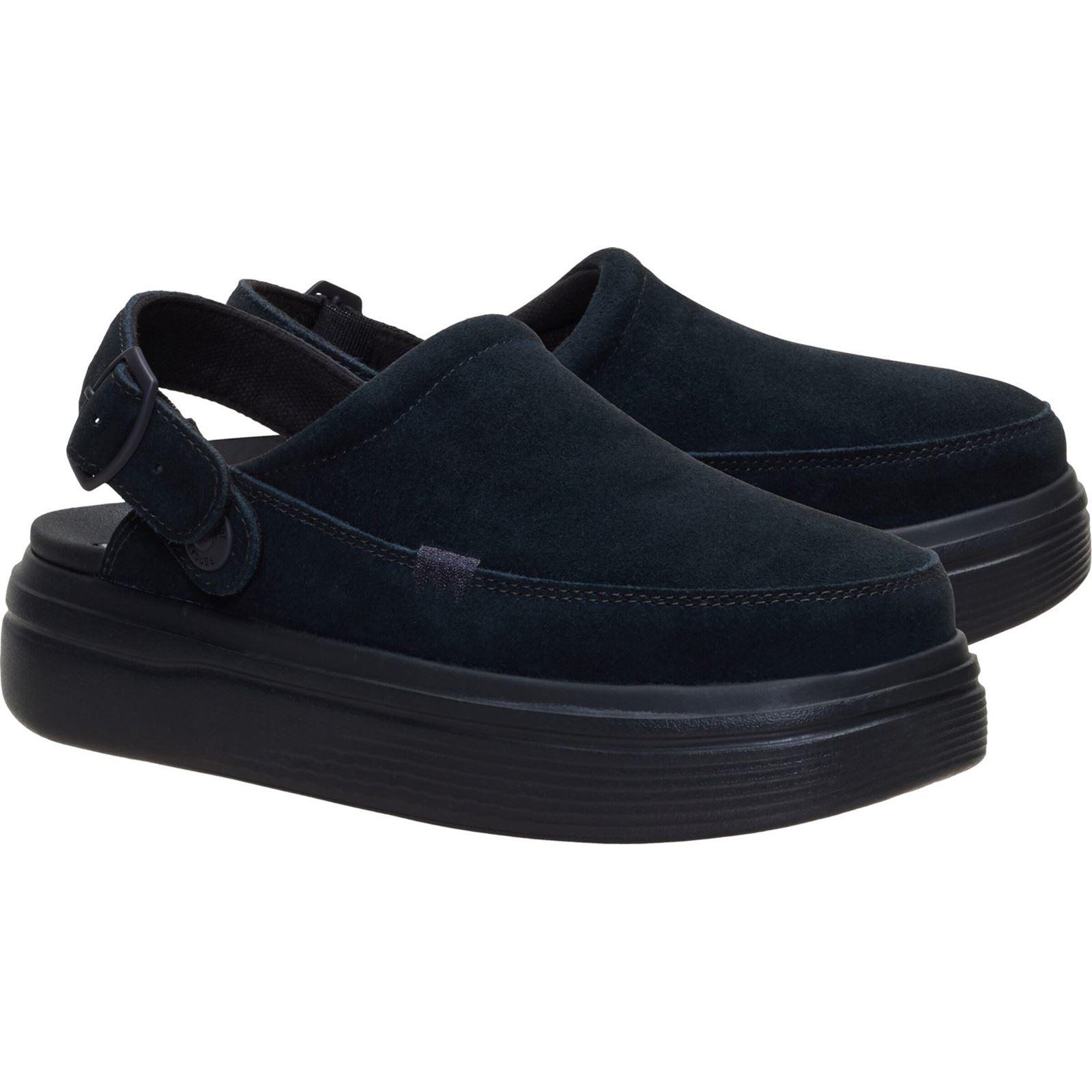 HEYDUDE Austin Lift Wildleder Damenschuhe Schwarz/Schwarz Clogs