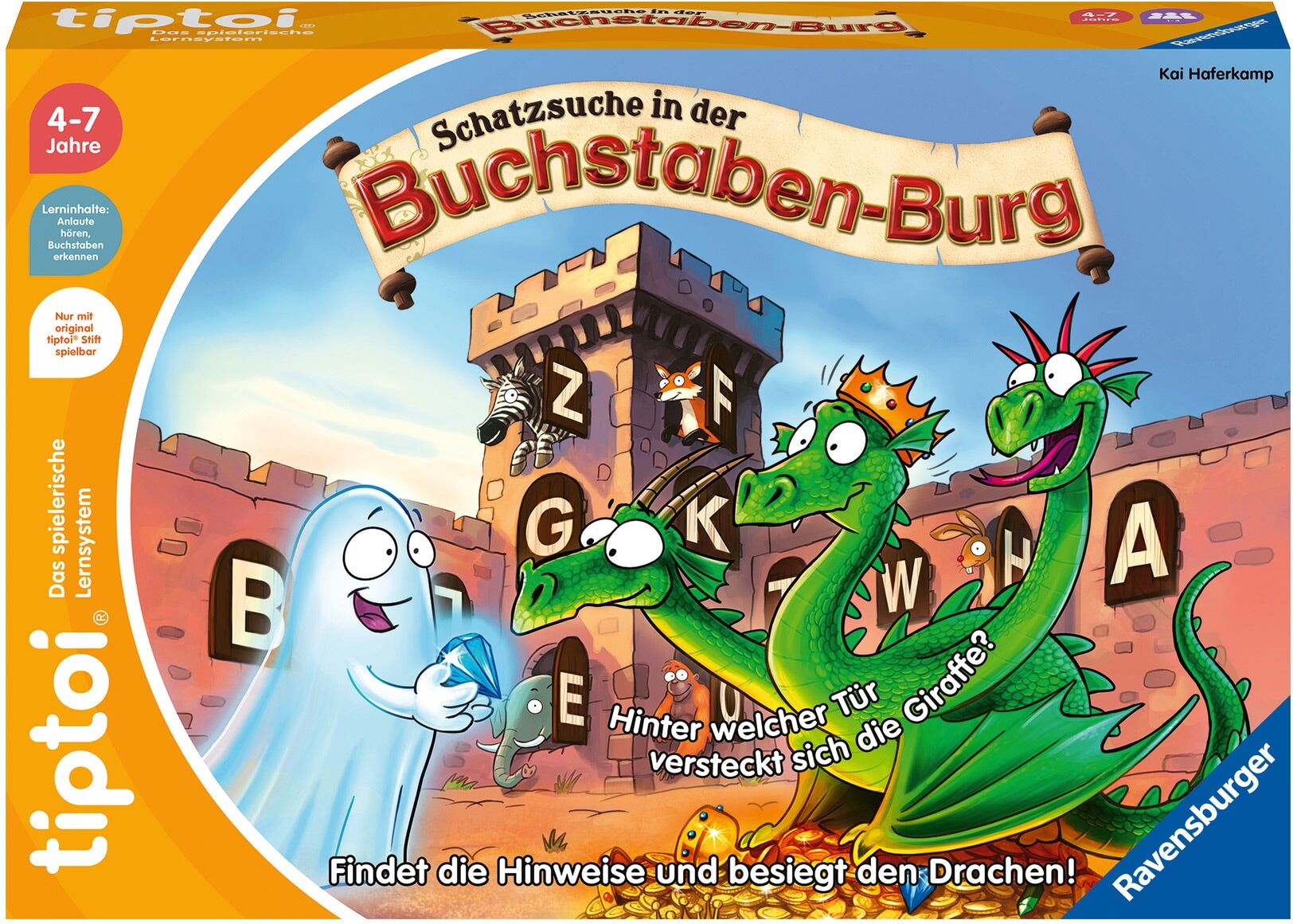 Spiel RAVENSBURGER "tiptoi Schatzsuche in der Buchstaben-Burg", bunt, Spiele, Kinder, Spiel, Made in Europe
