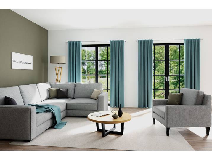 Vorhang HOMING Jolie Gr. 1, blau (petrol), B:135cm H:245cm, Polyester, Gardinen, Vorhang, Fertigschal