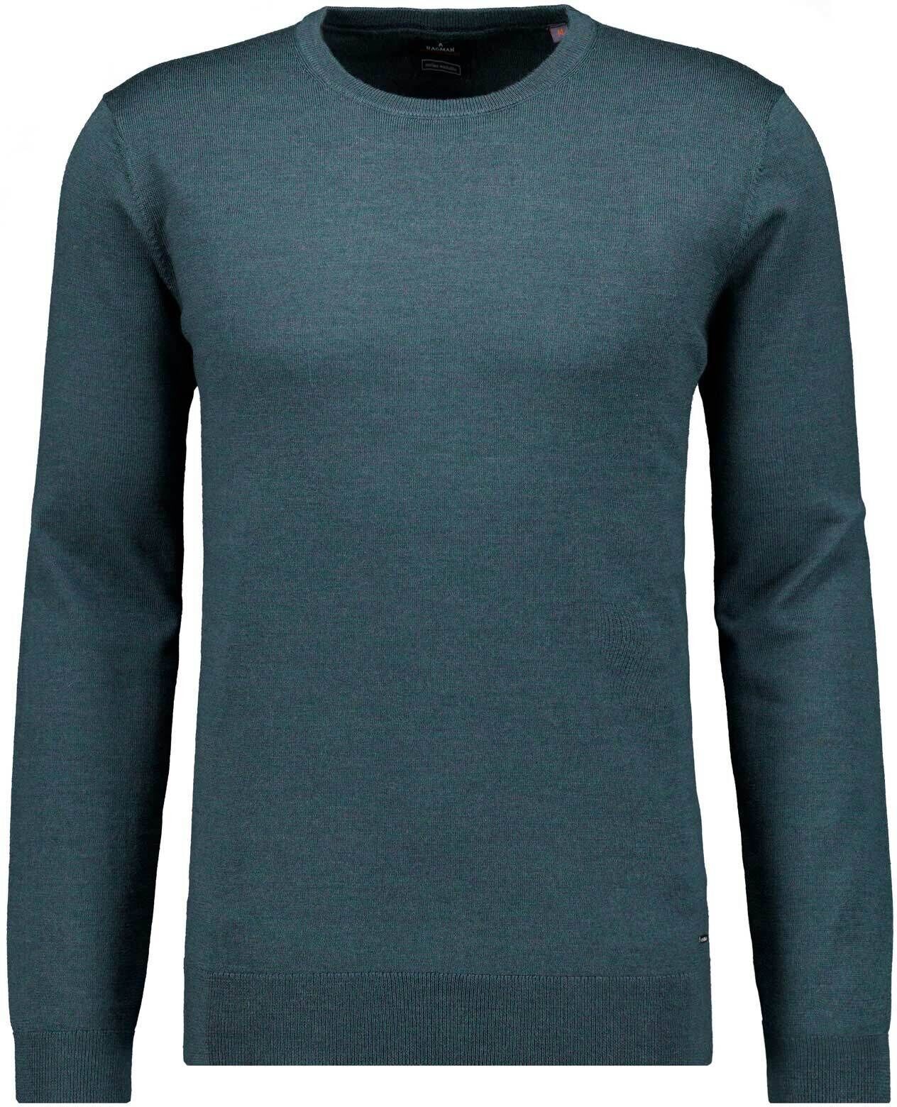 Rundhalspullover RAGMAN, Herren, Gr. 60, grau (dunkelgrün, 035), Strick, 100% Wolle, ohne Ausschnitt, Pullover Rundhalspullover dunkelgrün, 035 60