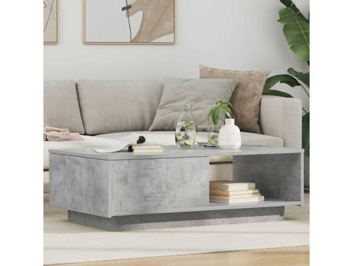 TEKGHUT Couchtisch Beton Grau 95x55x31 cm Holzwerkstoff mit Schubladen Rechteckig, Schubladen, pflegeleichte Oberfläche, stabiler Holzwerkstoff, Innenbereich