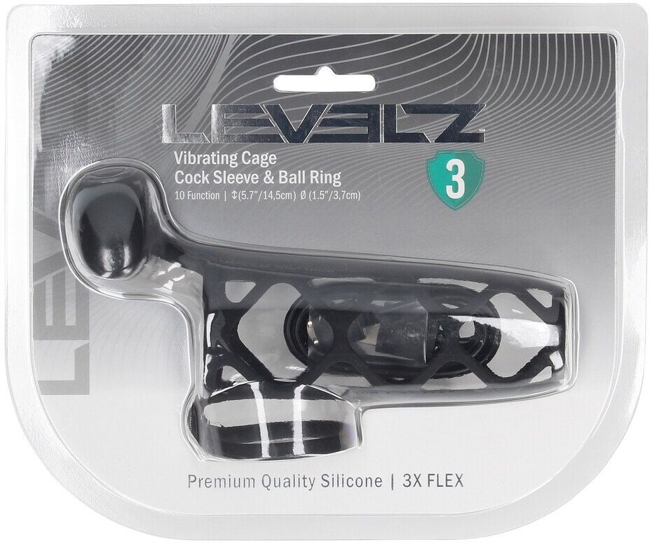 Levelz Manchon en silicone vibrant pour pénis et anneau pour testicules - Noir