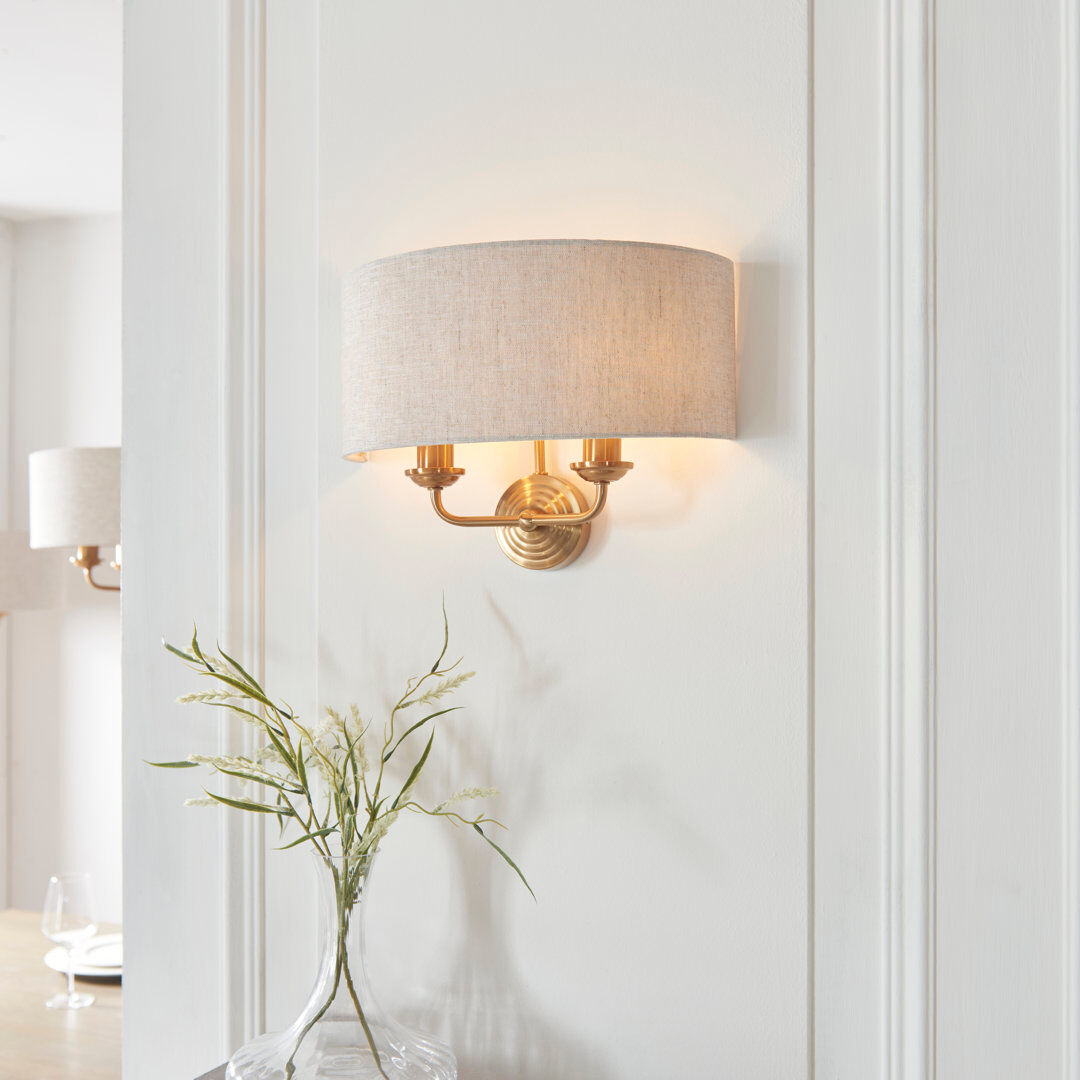 Heritage Hues Landover 2lt Wall finished in Vintage Brass and Natural Brass 25cm H X 35cm W X 18cm D