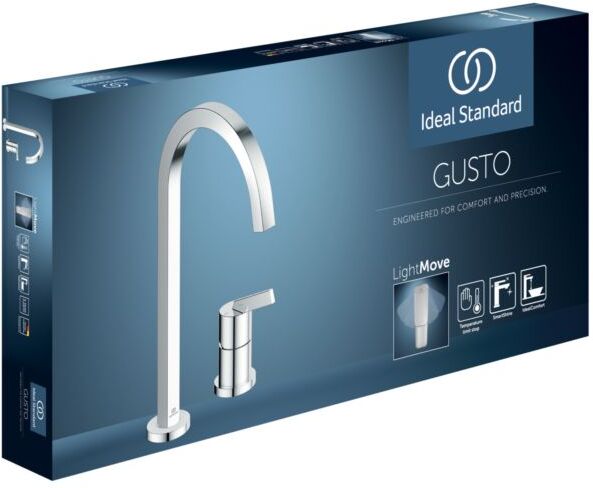 Ideal Standard Küchen-2-Loch-Armatur BD423AA chrom, mit hohem eckigen Rohrauslauf