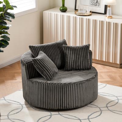 Loedds Swivel Accent Chair with Pillows, Upholstery, Rounded Arms, Cushion Back and Single Seat Cushion