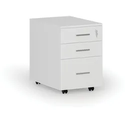 Büro-Rollcontainer für Hängeregister SOLID, 3 Schubladen, weiß