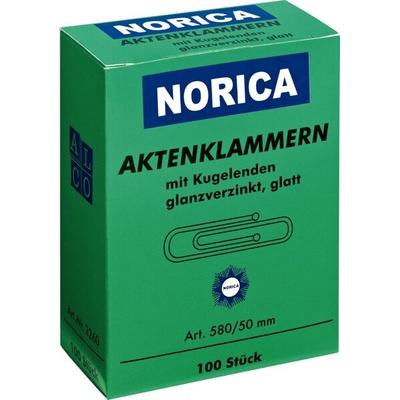 Aktenklammer Norica, 50mm, glatt, mit Kugelenden, verzinkt, VE = 1 Schachtel = 100 Stück