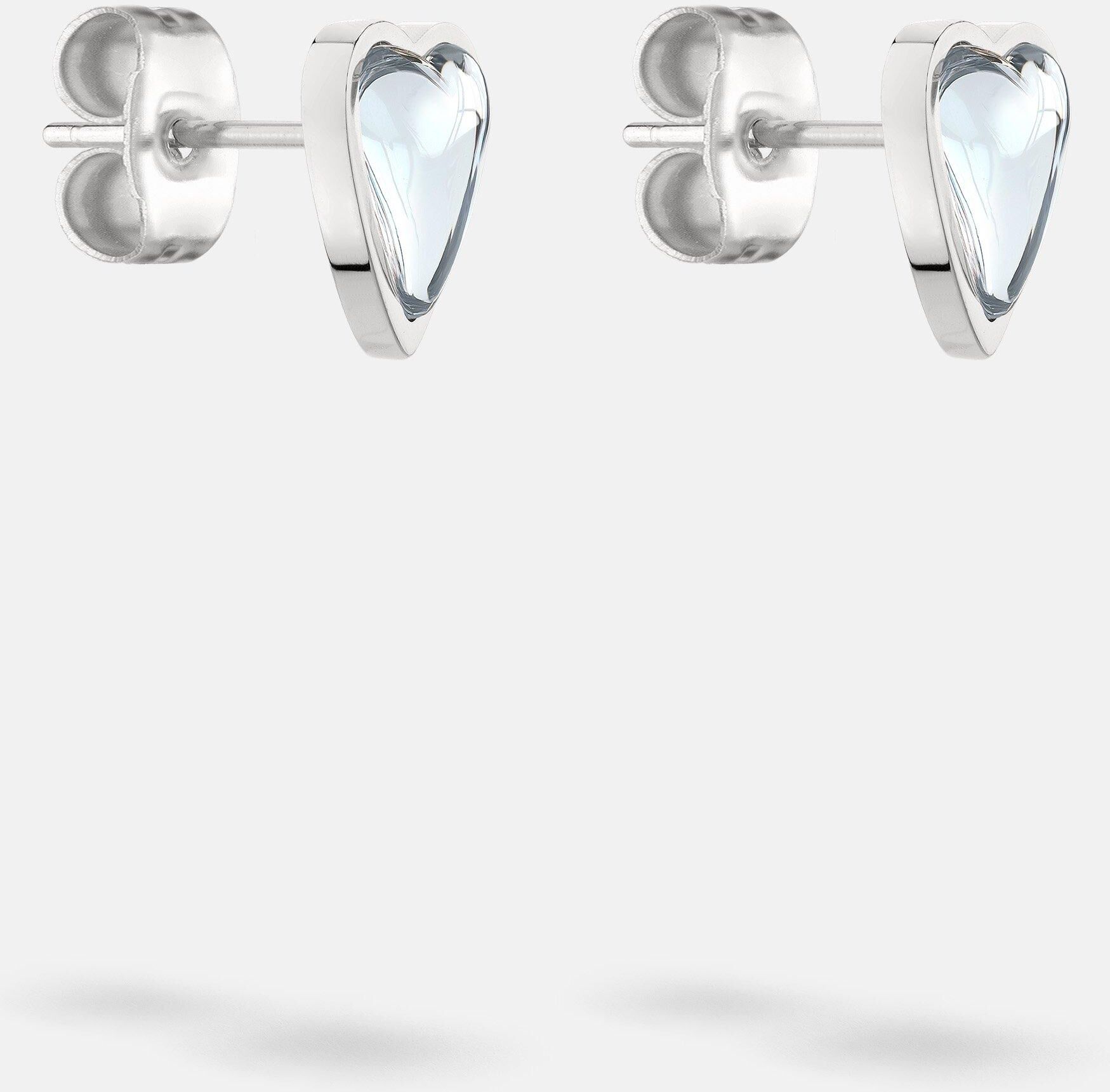 Paar Ohrstecker LIEBESKIND BERLIN "Schmuck Geschenk Edelstahl Ohrringe Glass Heart", silber (edelstahlfarben, transparent, transparent), Ohrringe, Damen, Edelstahl, mit Glasstein