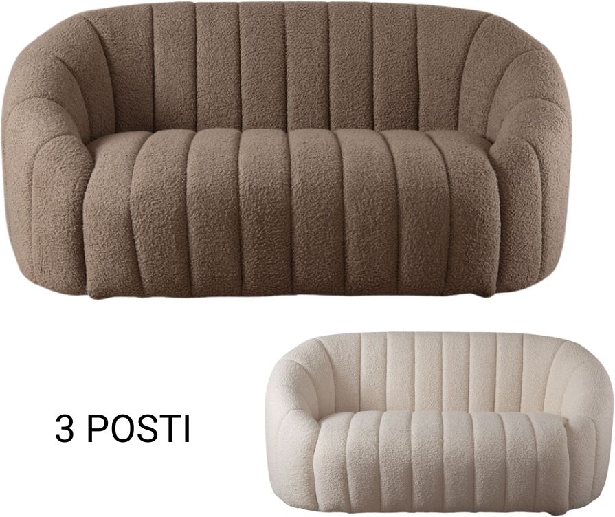 Tuttoperlestetica Divano in Tessuto Teddy Tortora o Crema – Stile Scandinavo CREMA