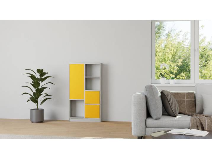 Graues Regal mit bunten Türen Premium Dekore Grau