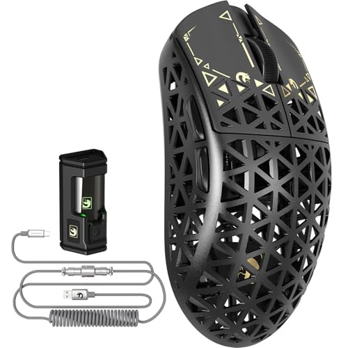 MAMBASNAKE M5 Ultra Carbon Fiber Draadloze Gaming Muis, 39g, 42000DPI, PAW3950MAX Sensor, Nordic 52840 Chip, Bluetooth/2.4G/USB-C, Zwart