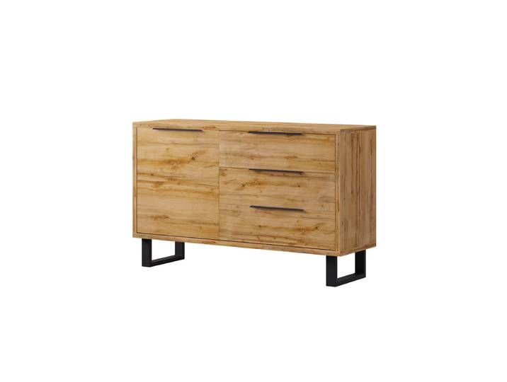 Buffet 1 porte 3 tiroirs Eden Bois et Metal