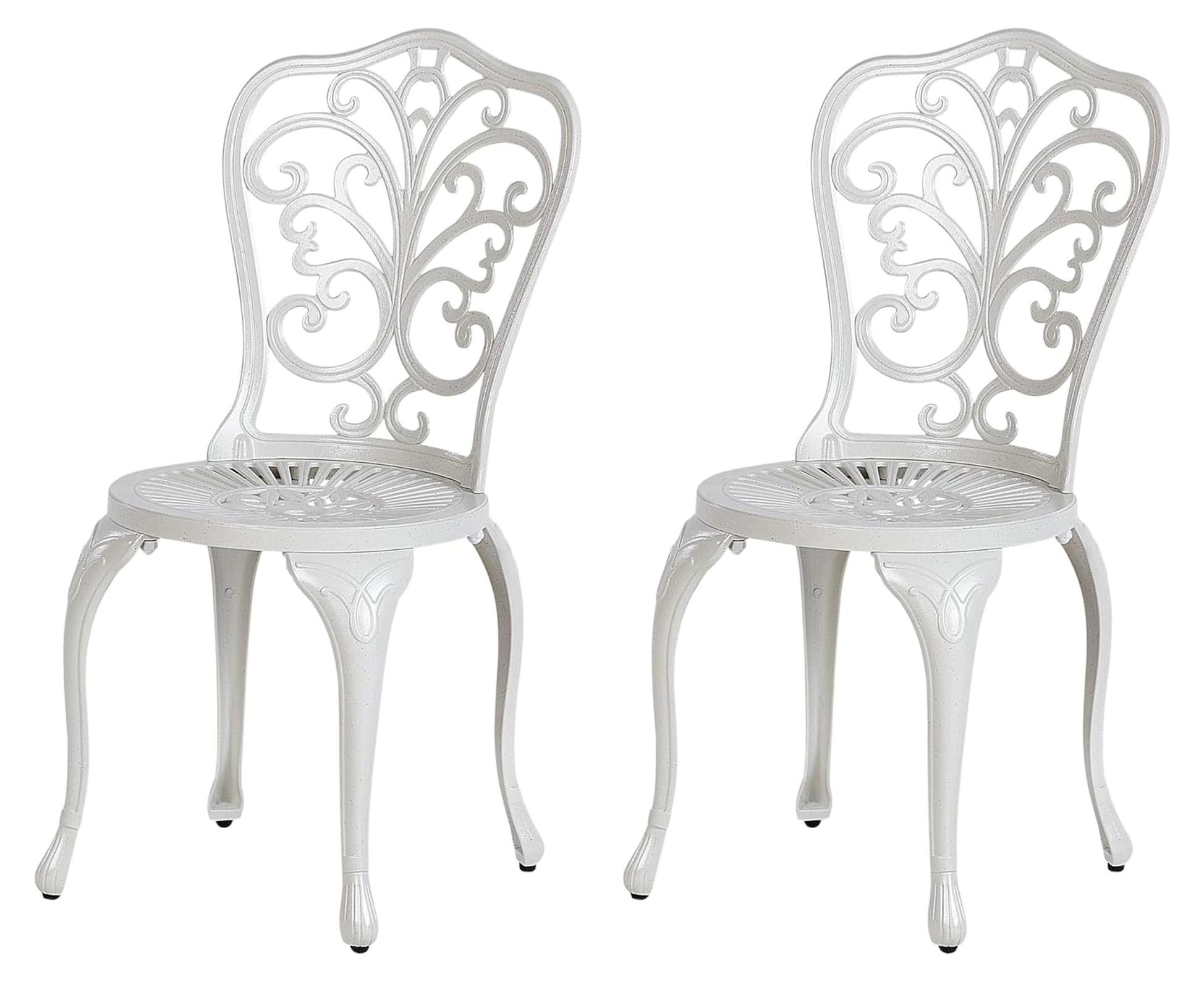 Gartenstuhl-Set aus Aluminium in cremeweiß im französischen Vintage-Stil