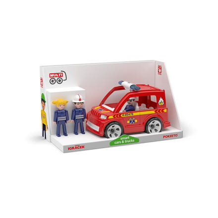 Efko iGráček Multigo Trio Brandweerset Auto Brandbestrijding met 3 figuren en accessoires