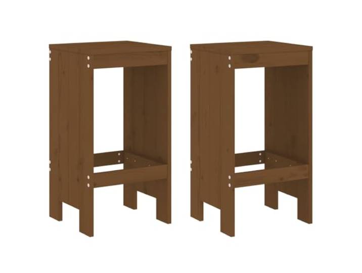 KUTYWEXFM Barhocker 2er Set 75 cm Sitzhöhe Kiefernholz Honigbraun Rustikale Sitzgelegenheit mit stabiler Fußablage für entspannte Stunden auf der Terrasse oder im gemütlichen Essbereich.