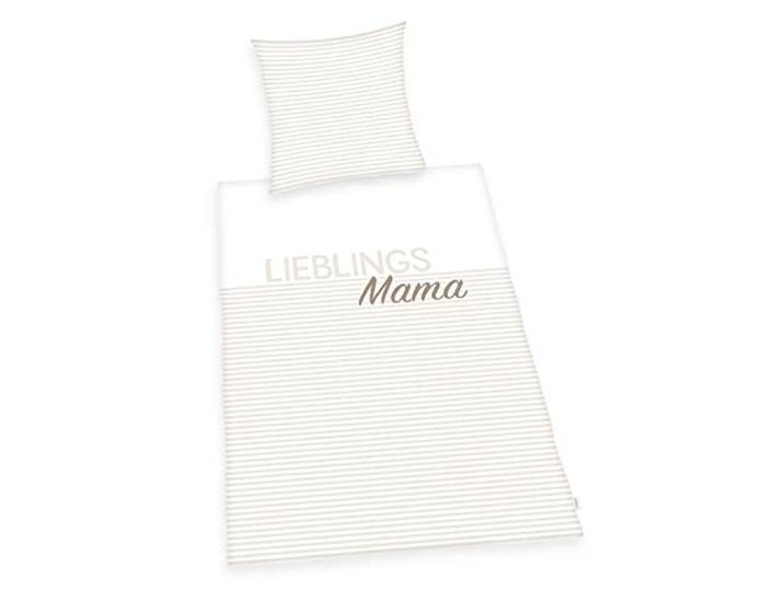 Herding Parure lit avec Inscription Lieblings-Mama\, Housse Coussin env. 80x80 cm\, Housse Couette env. 135x200 cm\, avec Fermeture éclair Facile à Manipuler\, 100% Coton\, Renforcé 4459280050 Blanc/Beige