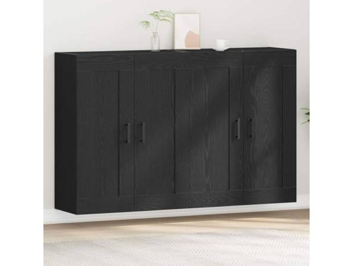 RJPLMFV Wandschrank, 2 Stück, Eiche, Schwarz, 69,5 x 34 x 90 cm