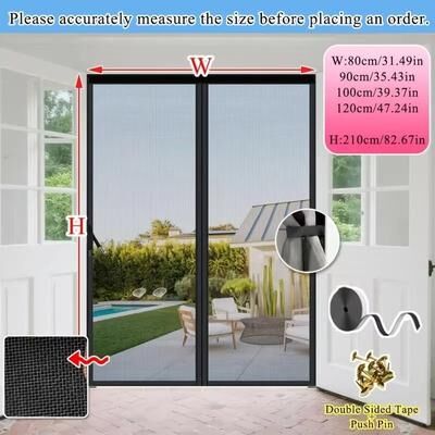 Uplift Picks Heavy Duty Magnetic Mosquito Screen Door With Pet Friendly Diamond Mesh black 120x210 Cm