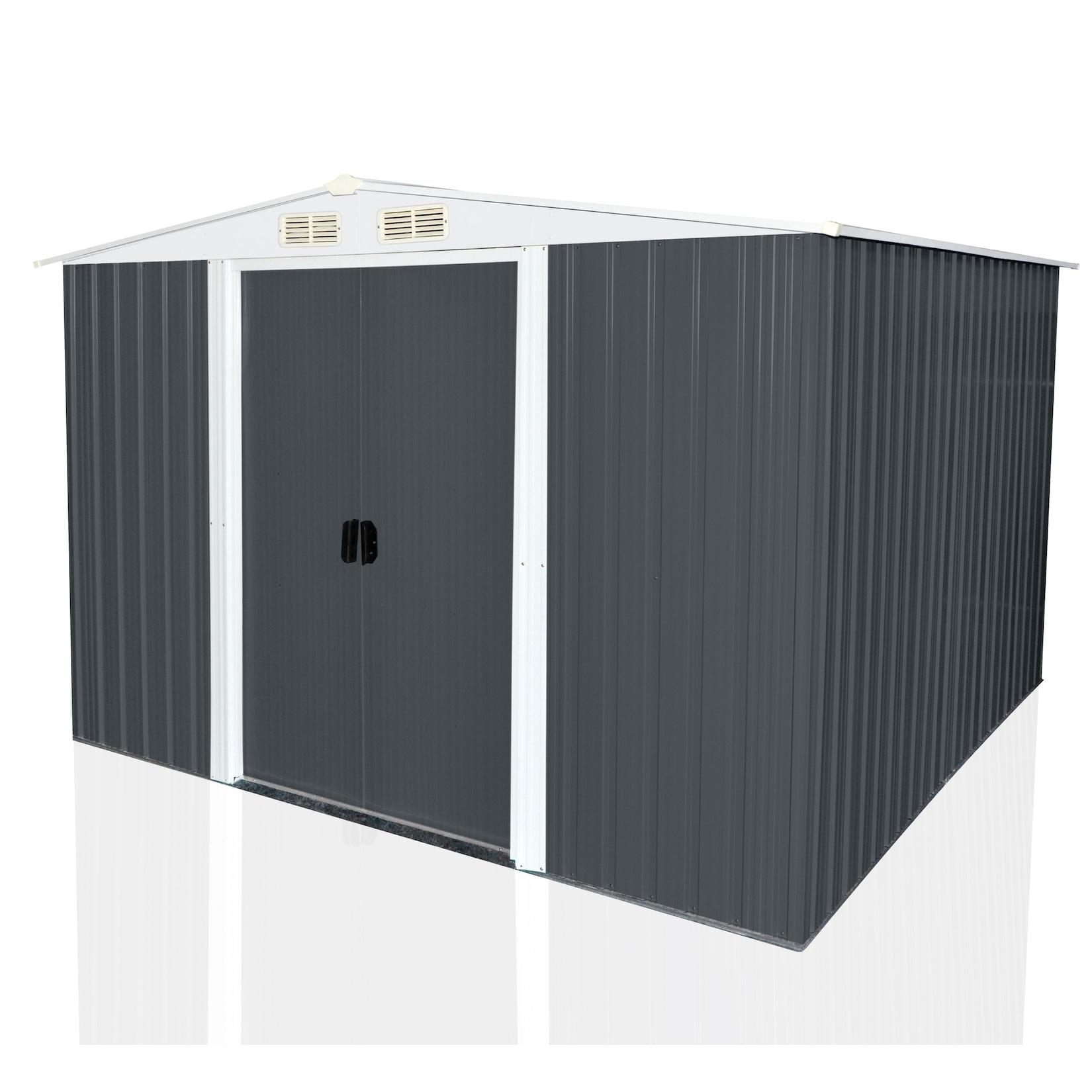 Geräteschuppen mit Doppelschiebetür und Belüftung aus Metall Gerätehaus SAFE XL