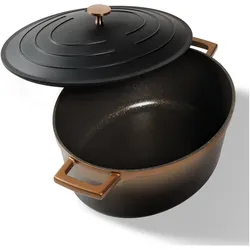 Stoneline Roségold Gourmet Bräter 32x25 cm mit Deckel, Backofen und Induktion geeignet, Antihaft, Pfanne + Kochtopf, Schwarz