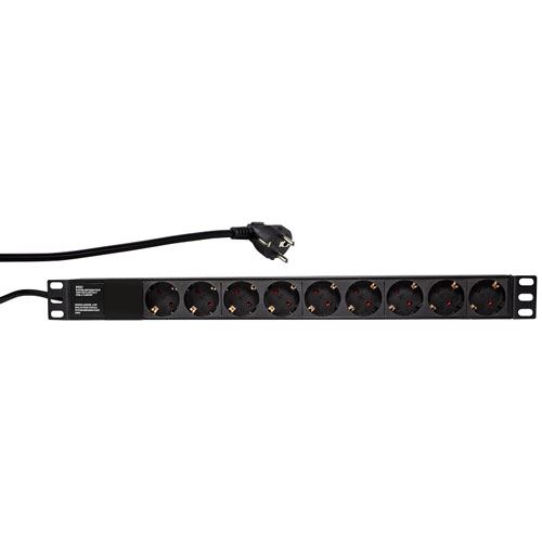 2.00m LogiLink Strom Steckdosenleiste Schutzkontakt Schwarz 9 (PDU9C03)