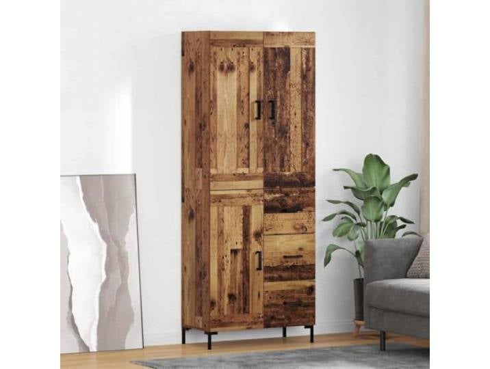 RJPLMFV Oberschrank mit Schublade, 2 Stück, Holz Modern, quadratische Metallbeine, Sideboard, Esstisch, verstellbare Regale