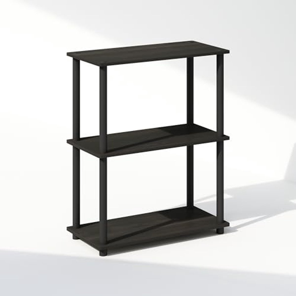 Multifunctioneel Compact Displayrek voor Boeken en Decoratie - 3-laags Design in Espresso/Zwart