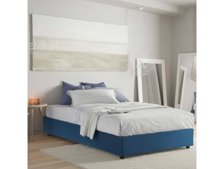 Talamo Italia - Doppelbett Chloe, Bettkasten aus Stoff, Öffnung vorne, geeignet für Matratze 140x200 cm, 100 % Made in Italy, Blau