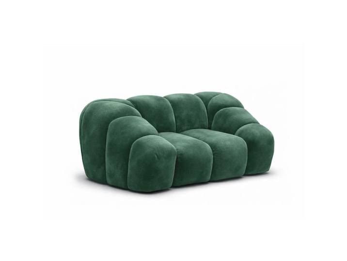 Kaiser Möbel Sessel modular, Veloursstoff Bluvel, Grün, Croissant, Holz, 168x72x115 cm, Wohnzimmer, Sessel, Polstersessel