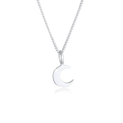 Kette mit Anhänger ELLI "Halskette Panzerkette Mond Halbmond Sichel Astro 925 Silber" Gr. 45, silber, Halsketten, Damen, ohne Stein, Silber 925 (Sterlingsilber)
