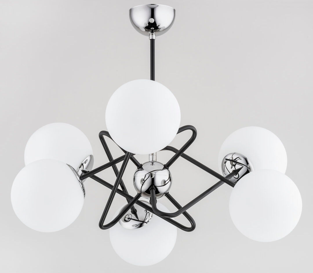 Ivy Bronx Savona 6 - Light Chandelier White/Chrome 35cm H X 65cm W